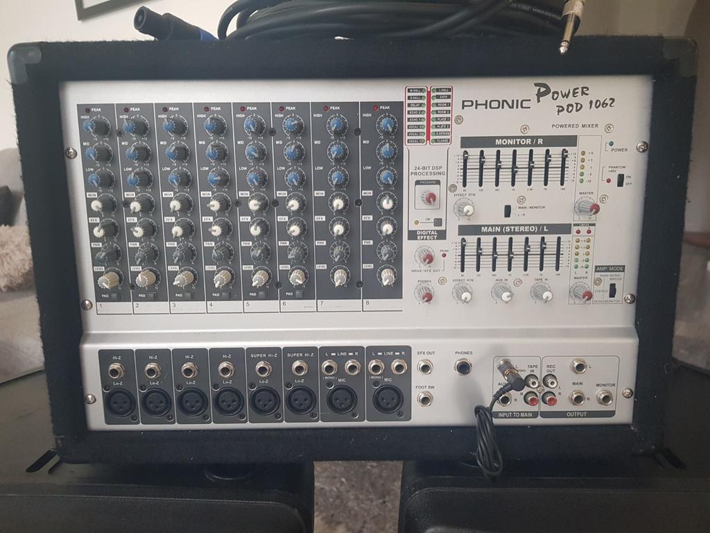 Phonic Powerpod 1062 Powered Mixer - 10 kanalen, Ophalen, Gebruikt, 5 tot 10 kanalen, Microfooningang