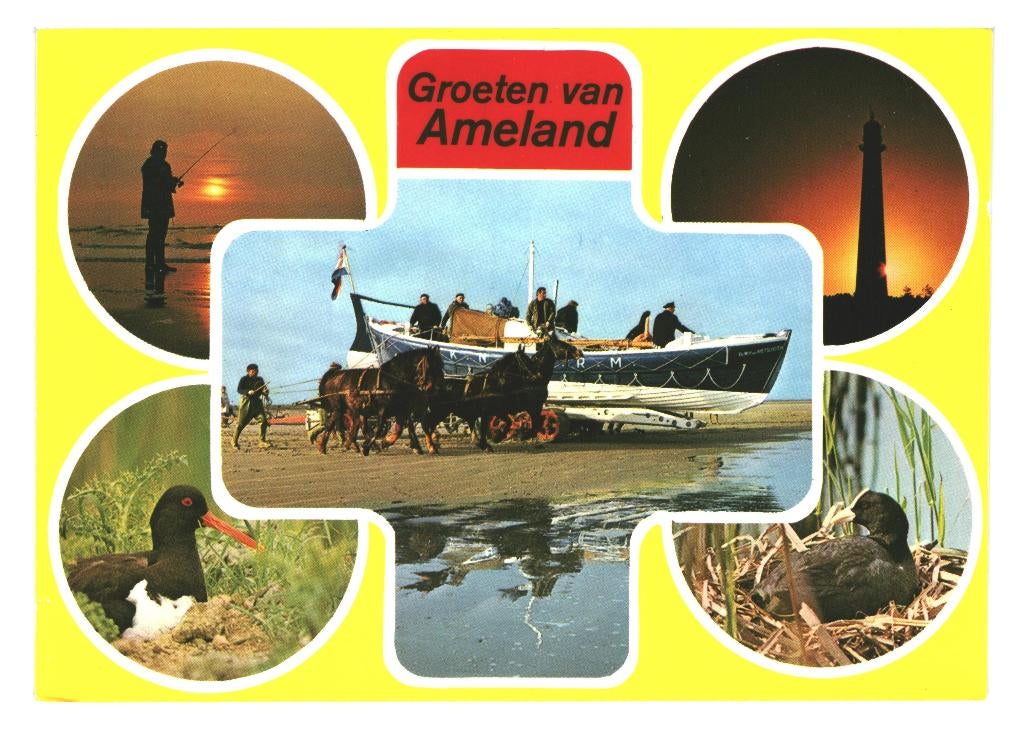 802011 Ameland Reddingsboot Gelopen met postzegel, Ophalen of Verzenden, 1980 tot heden, Gelopen, Waddeneilanden
