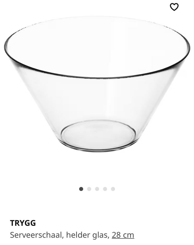 TRYGG Serveerschaal schaal kom helder glas IKEA 28 cm 15 hg, Ophalen of Verzenden, Zo goed als nieuw, Glas