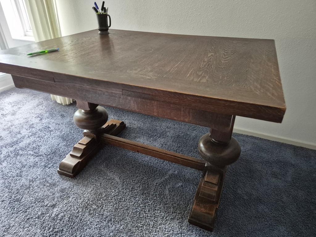 Eikenhouten bureau, Huis en Inrichting, Bureaus, Gebruikt, Klassiek, Hout, Bruin, Ophalen