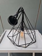 Industriële Zwarte Hanglamp - 38cm Hoog, 34cm Breed, Ophalen of Verzenden, Zo goed als nieuw, Metaal, Minder dan 50 cm