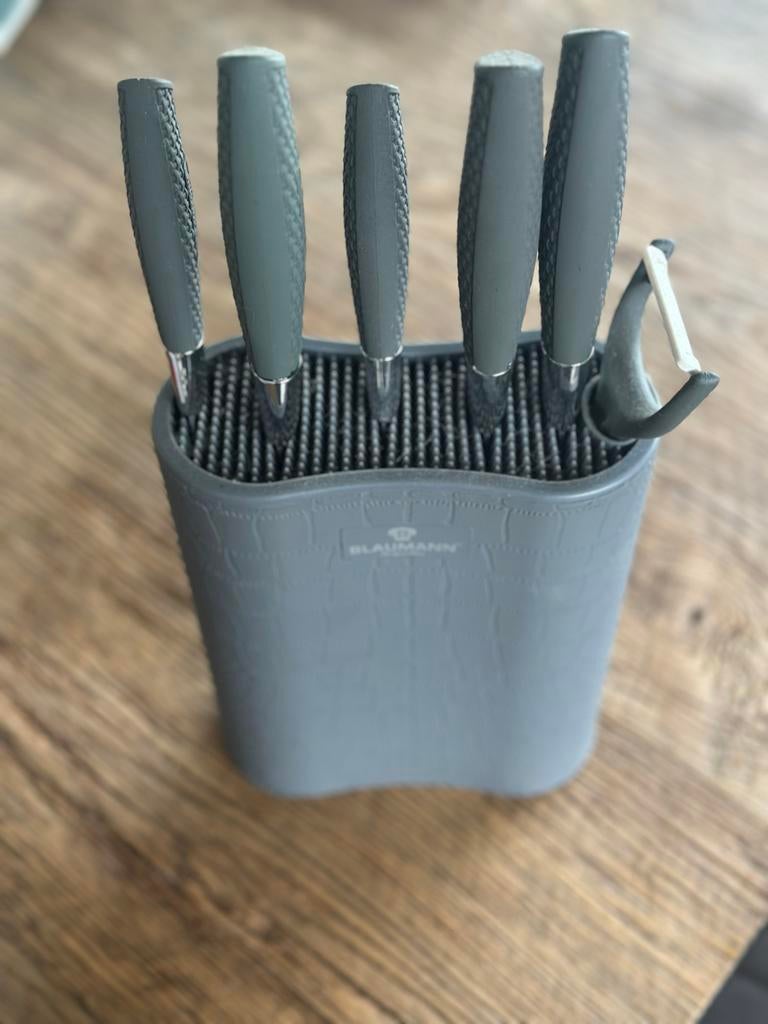 Messenblok met 5 messen - Grijs, Ophalen, Metaal, Grijs, Overige merken