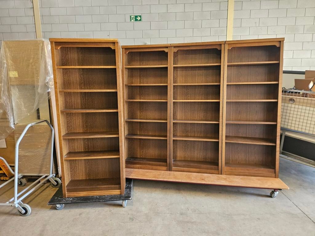 Houten boekenkasten, set van 4, Met plank(en), Gebruikt, 150 tot 200 cm, Ophalen of Verzenden