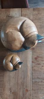 Slapende houten poezen, Verzamelen, Beelden en Beeldjes, Ophalen of Verzenden, Zo goed als nieuw, Dier