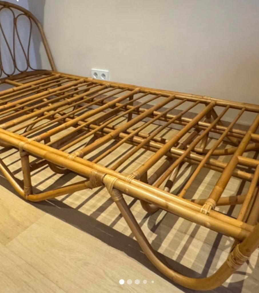 Prachtig Bonton rotan bed 90x200 met klein defect, Overige materialen, Gebruikt, 90 cm, Eenpersoons