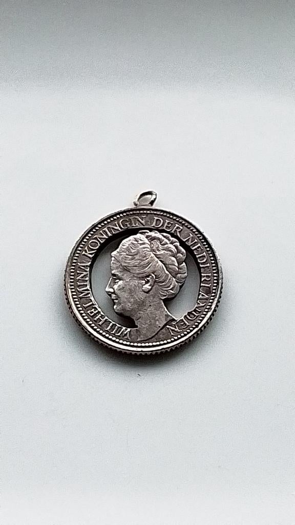 " Stil protest " munt hanger Wilhelmina 25 cent 1941, Zilver, 25 cent, Ophalen of Verzenden, Koningin Wilhelmina