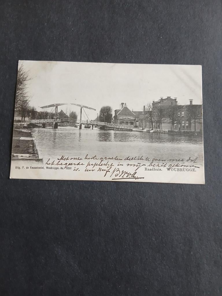 Woubrugge,  raadhuis , gelopen 1904, Ophalen of Verzenden, Voor 1920, Gelopen, Zuid-Holland