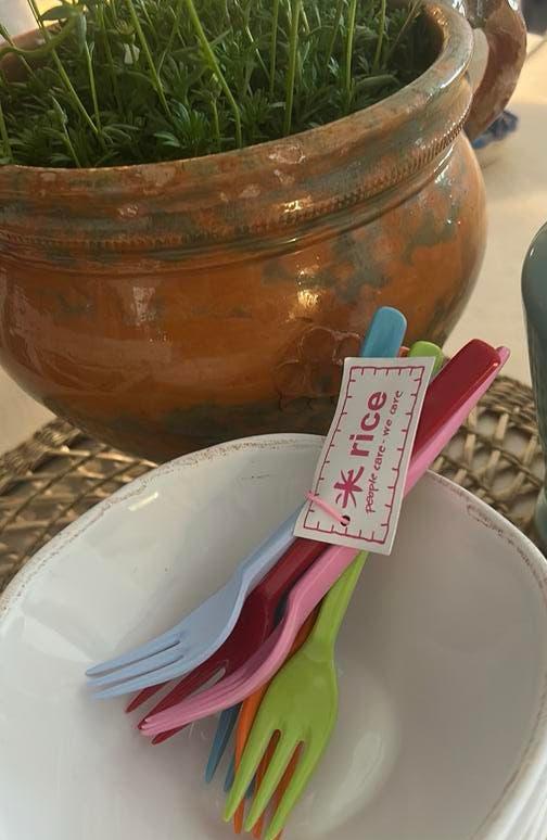 Rice DK melamine vorkjes set van 6 kleuren compleet!, Ophalen of Verzenden, Zo goed als nieuw, Overige materialen, Overige stijlen
