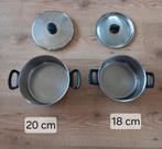 2 Bk kookpannen,  maat 20 en 18 cm, Ophalen, Gebruikt, Rvs, Pannenset