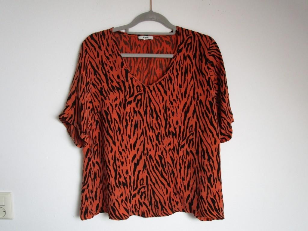 Nr.31: Mooie blouse van Anna maat 44 tijgerprint, Kleding | Dames, Blouses en Tunieken, Anna, Maat 42/44 (L), Nieuw, Oranje