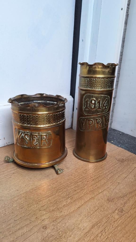 2 Trench art hulzen 1e wereldoorlog, Ophalen of Verzenden, Nederland, Hulzen of Bodemvondsten
