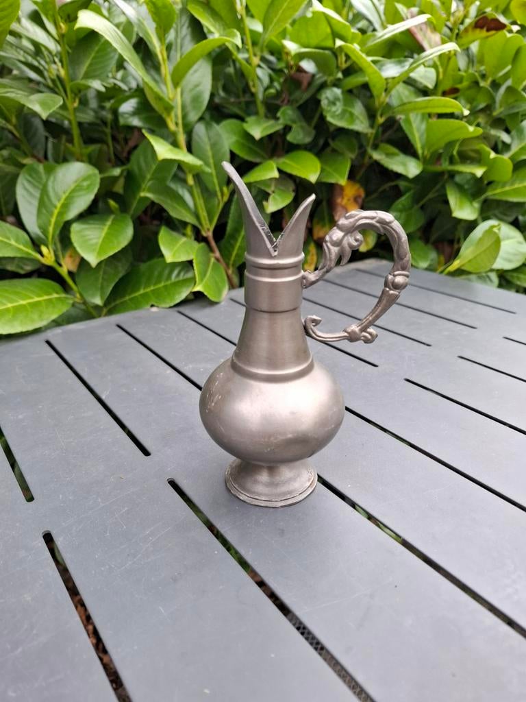 Antieke tinnen kan met sierlijk handvat, Antiek en Kunst, Antiek | Tin, Ophalen of Verzenden