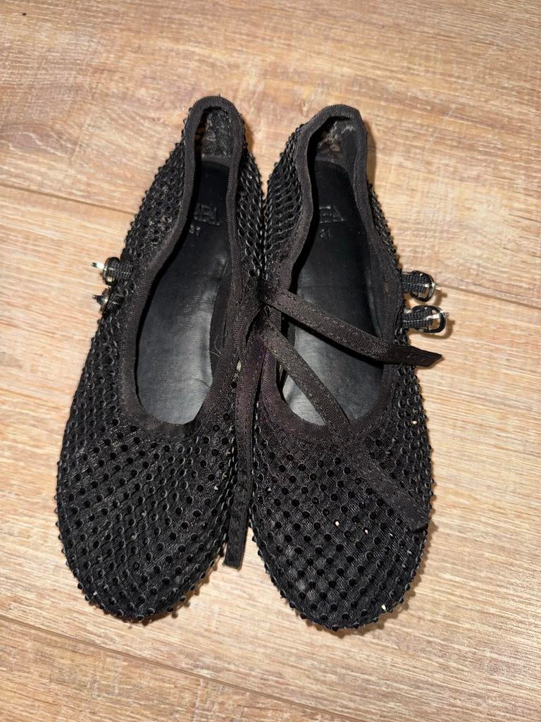 Zwarte Zara ballerina's met glitters, maat 31, Ophalen of Verzenden, Gedragen, Zwart, Ballerina's