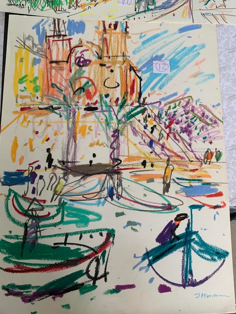 Hans Ittmann 12 oliekrijt en aquarellen op papier, Ophalen of Verzenden
