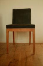 3x Ethnicraft Teak Houten Stoelen met Stoffen Bekleding, Ophalen, Gebruikt, Hout, Drie