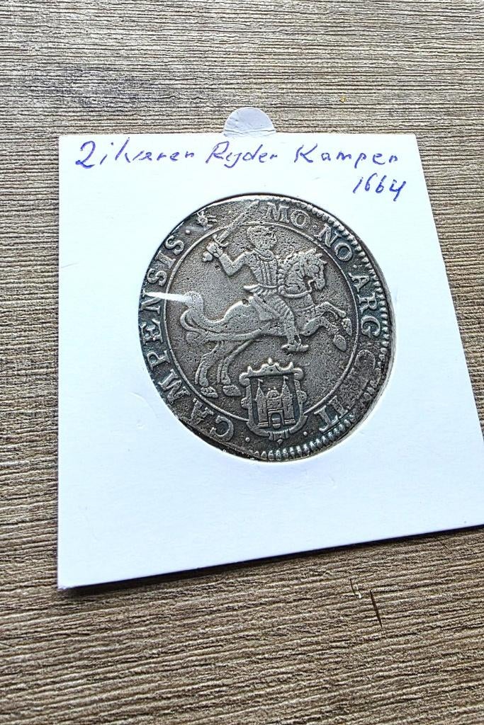 PRACHTIGE ZILVEREN RIJDER/DUKATON 1664 CAMPEN/KAMPEN, Postzegels en Munten, Munten | Nederland, Vóór koninkrijk, Verzenden, Zilver
