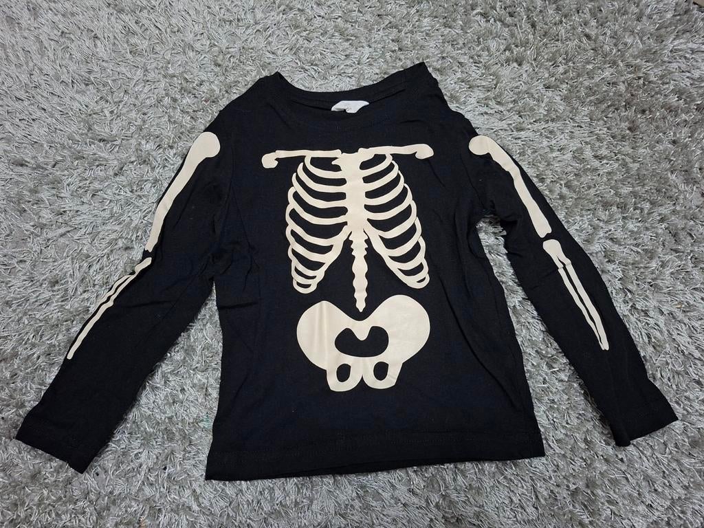 Skelet shirtje van Zeeman, maat 98/104, Kinderen en Baby's, Kinderkleding | Maat 98, Zeeman, Verzenden, Zo goed als nieuw, Shirt of Longsleeve