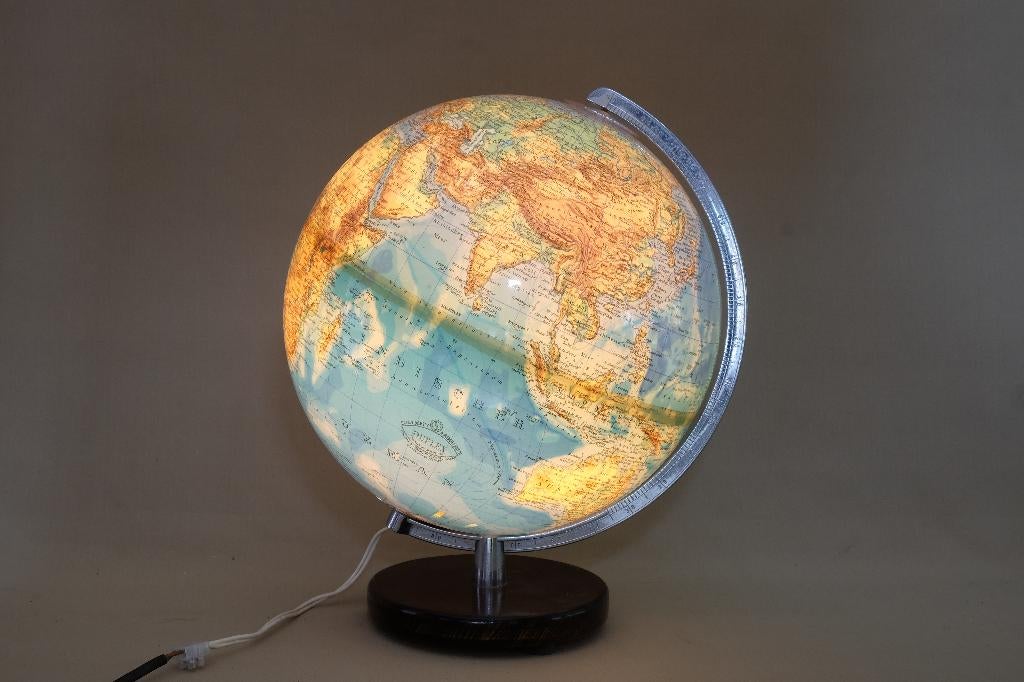 globe Columbus  wereldbol lamp vintage  met houten voet, Ophalen of Verzenden, Verlicht, Gebruikt