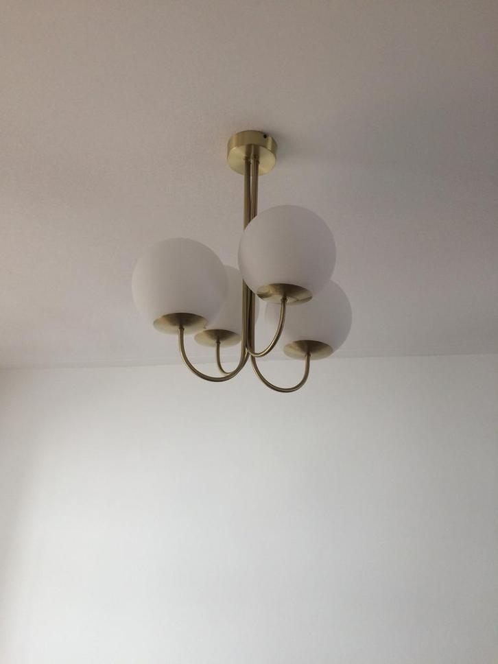 Maison du Monde bollen lamp scadinavisch goud messing design, Huis en Inrichting, Lampen | Hanglampen, Gebruikt, Minder dan 50 cm