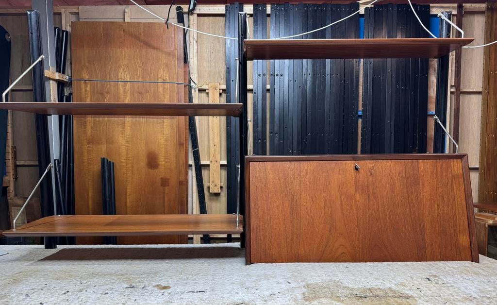 Louis van Teeffelen voor WeBe vintage modulair wandsysteem, Gebruikt, 100 tot 150 cm, 150 tot 200 cm, Teakhout