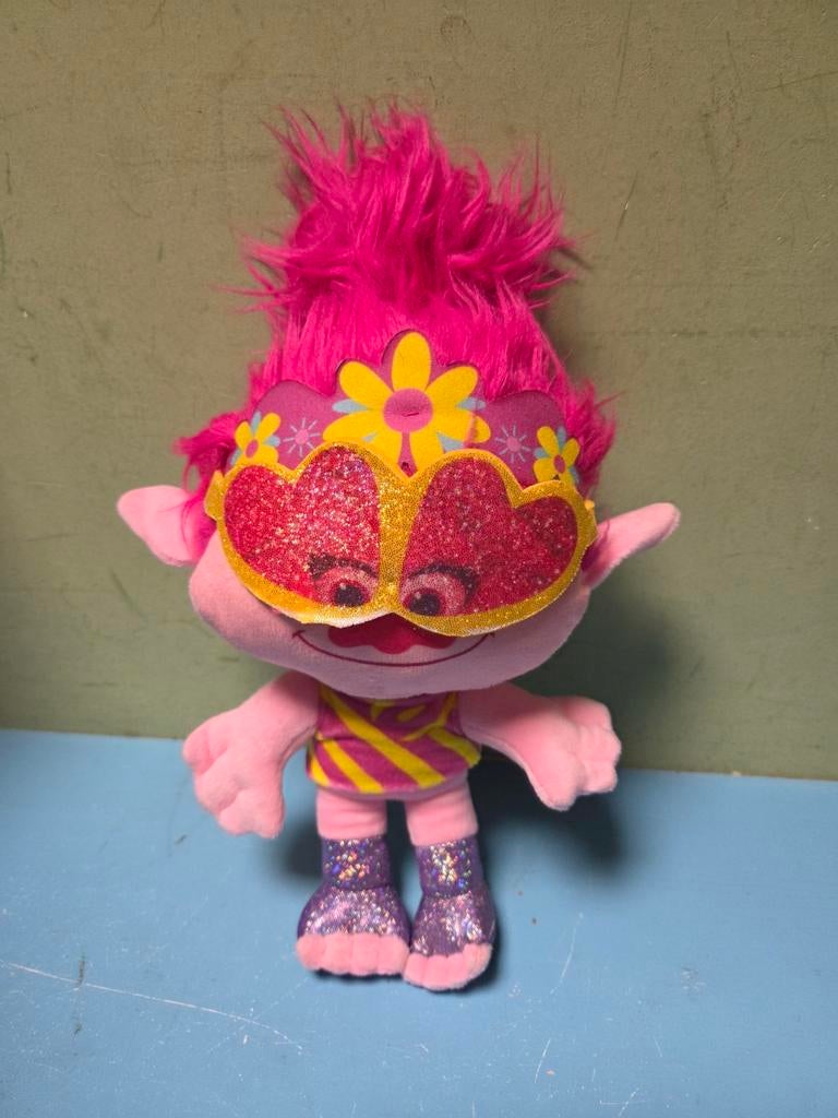 Trolls Poppy Knuffel met Bril - Zo goed als nieuw, Overige merken, Overige karakters, Overige typen, Ophalen of Verzenden