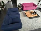 Montèl design bank (fuchsia) + 2 fauteuils (blauw), Ophalen, Gebruikt, Stof, Modern