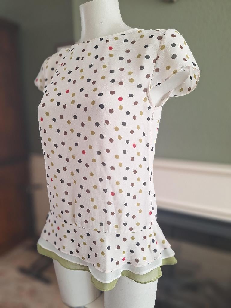 Ted Baker polka dot crème top 1 S 36, Maat 38/40 (M), Overige kleuren, Verzenden, Zo goed als nieuw