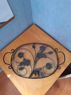 Dienblad metaal met glas, Ophalen, Gebruikt, Ovaal, Metaal