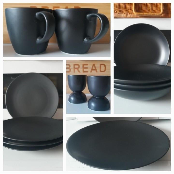 Keramieken / aardewerk zwart servies 14st van h&m home NIEUW, Huis en Inrichting, Keuken | Servies, Ophalen, Keramiek, Nieuw, Bord(en)
