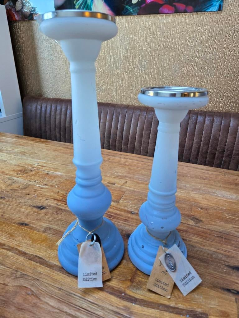 2x Kaarsenhouder Riverdale Limited Edition, Gebruikt, 25 tot 50 cm, Blauw, Ophalen of Verzenden