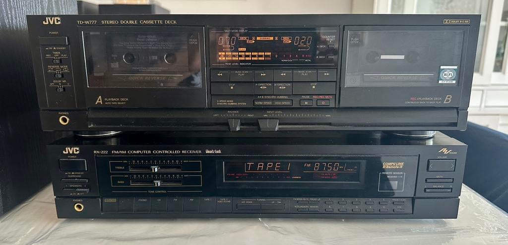 JVC TD-W777 Double Cassette Deck + JVC RX-222 Reciever, Ophalen of Verzenden, Dubbel, JVC, Auto-reverse