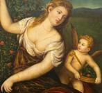 Oud Meesterlijk Schilderij: Venus en Cupido, Antiek en Kunst, Ophalen of Verzenden