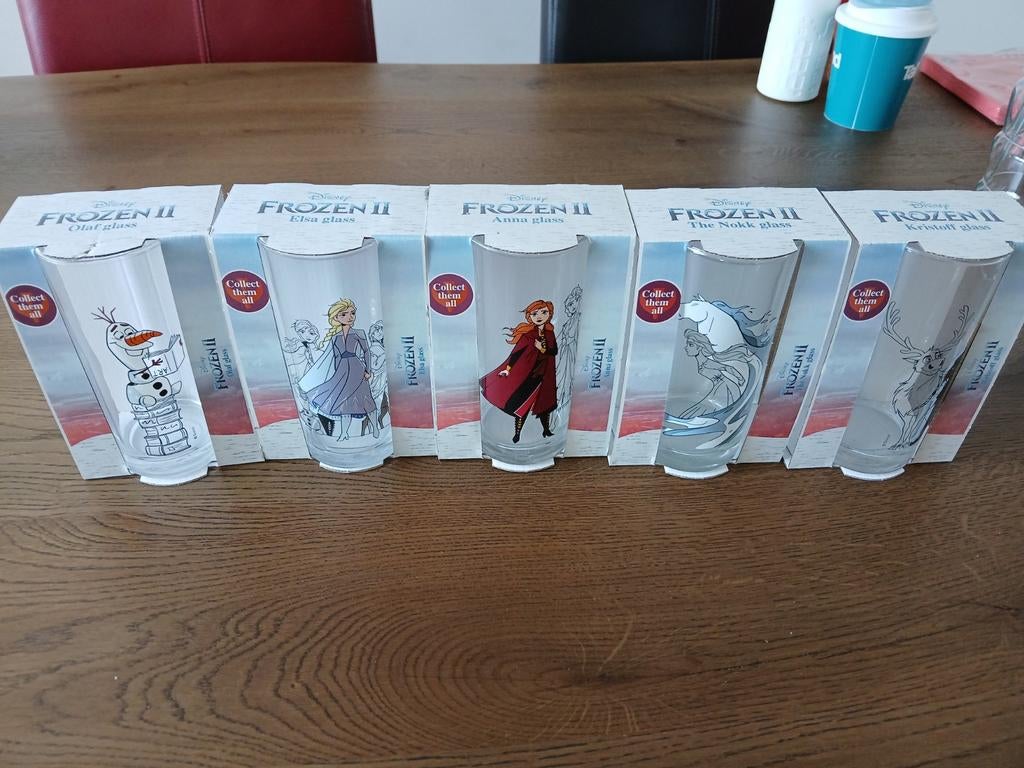 Frozen II Glazen Set - Olaf, Elsa, Anna, Nokk, Kristoff, Ophalen, Glas of Glazen, Nieuw, Glas