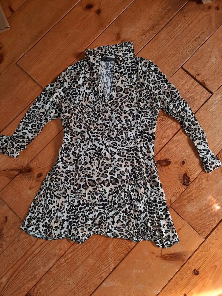 blouse tuniek luipaard panter print L, Kleding | Dames, Blouses en Tunieken, Zo goed als nieuw, Maat 38/40 (M), Bruin, Ophalen of Verzenden