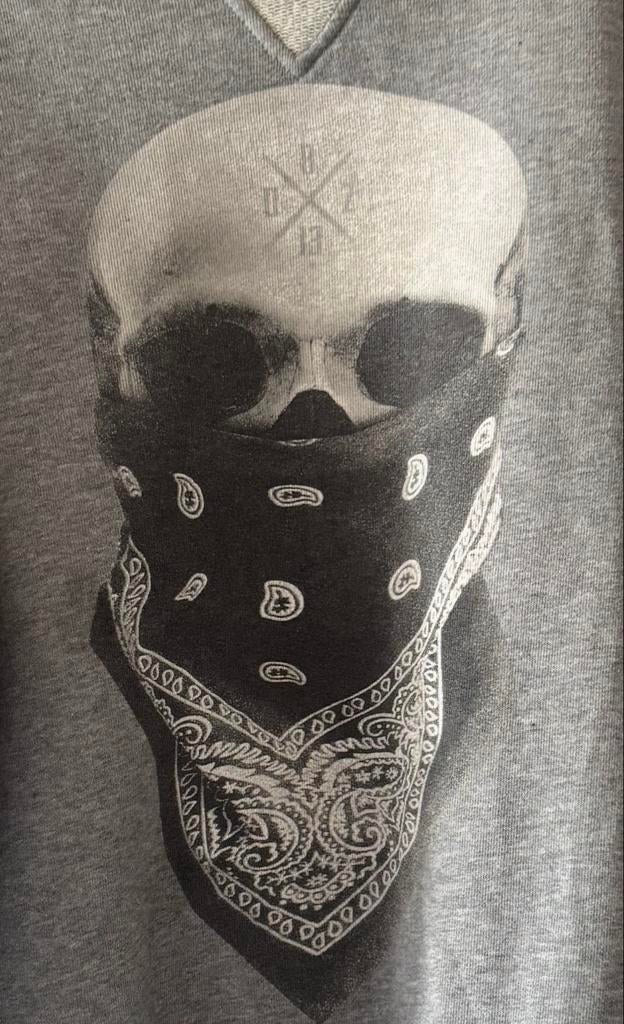 Death by Zero Sweater XL Grijs met Skull Print 100% Katoen, Ophalen of Verzenden, Gedragen, Maat 56/58 (XL), Grijs