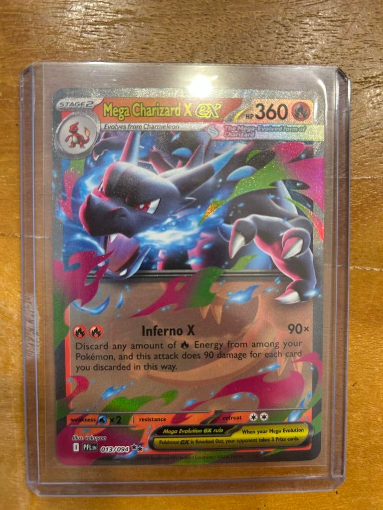 Pokémon Mega Charizard X EX 013/094 Foil Kaart, Ophalen of Verzenden, Zo goed als nieuw, Losse kaart, Foil