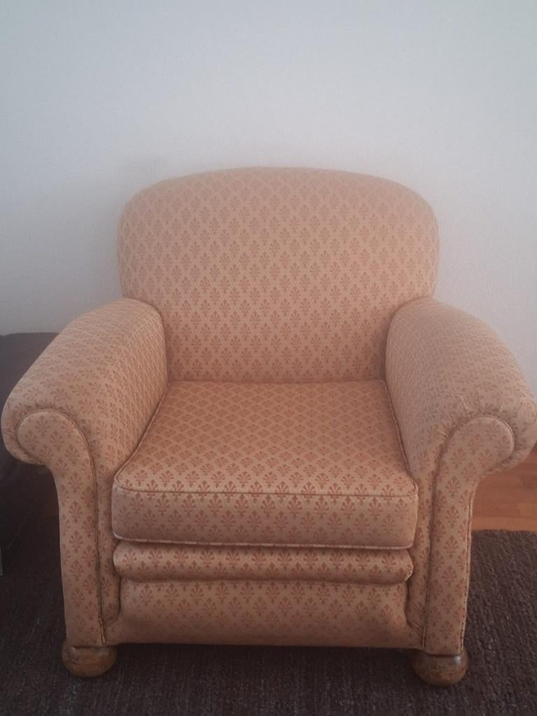 2 klassieke fauteuils Engelse stijl, Ophalen, Gebruikt, 75 tot 100 cm, Stof