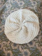 Wit gebreid baretje/hoedje voor meisjes (5-6 jaar), Ophalen of Verzenden, Zo goed als nieuw, Meisje, Hoed