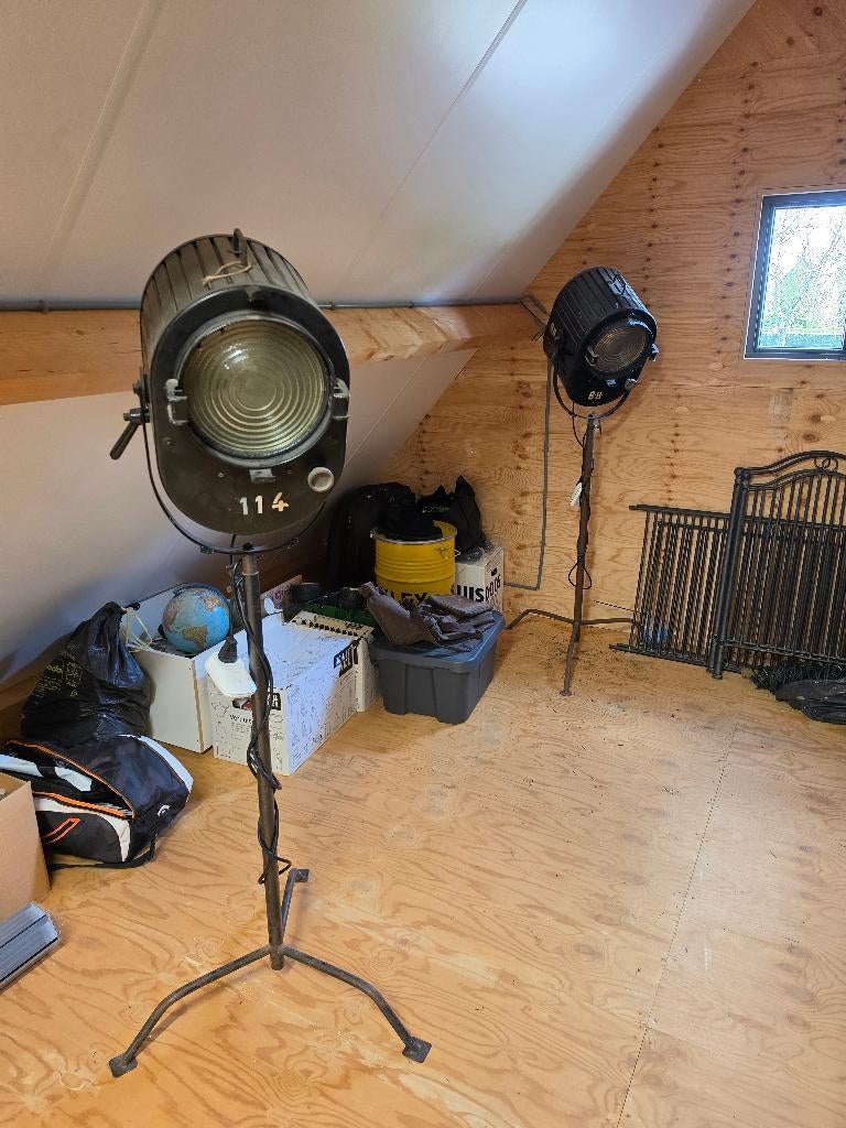 2 Vintage Filmlampen, Ophalen, Gebruikt, Metaal of Aluminium, Vintage