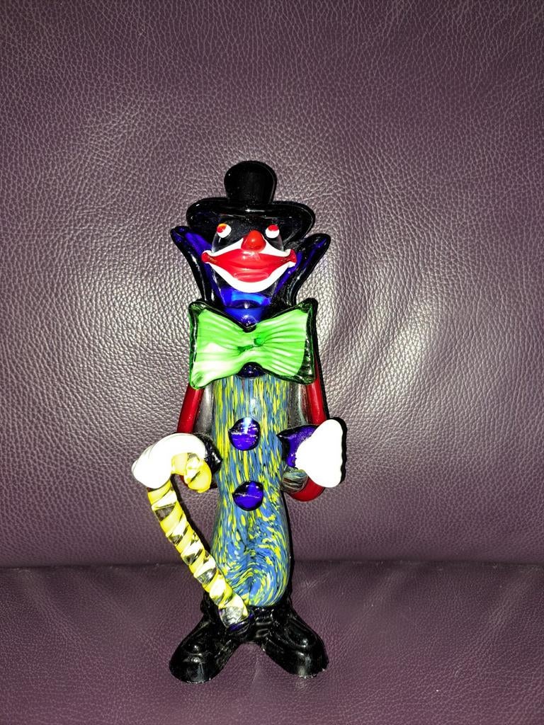 Glazen clown met wandelstok - Handgemaakt - Collectors item, Antiek en Kunst, Ophalen