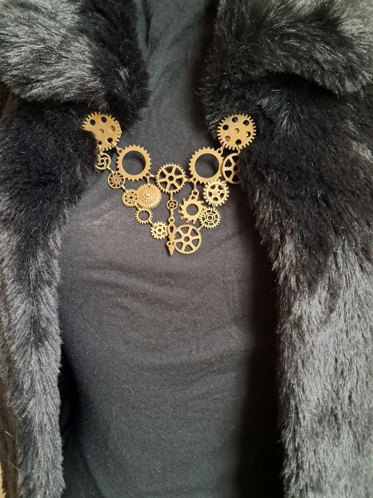 Steampunk cape Klem met Tandwielen - Koperkleurig, Verzenden, Nieuw