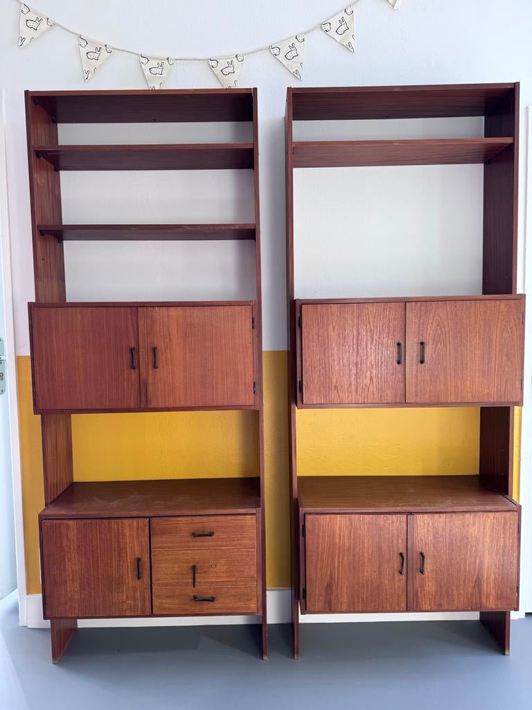 Simpla Lux wandmeubel / boekenkast - Deens design, Ophalen, Gebruikt, Met deur(en), 200 cm of meer