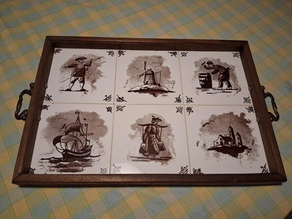 Vintage dienblad met tegeltjes, Ophalen of Verzenden