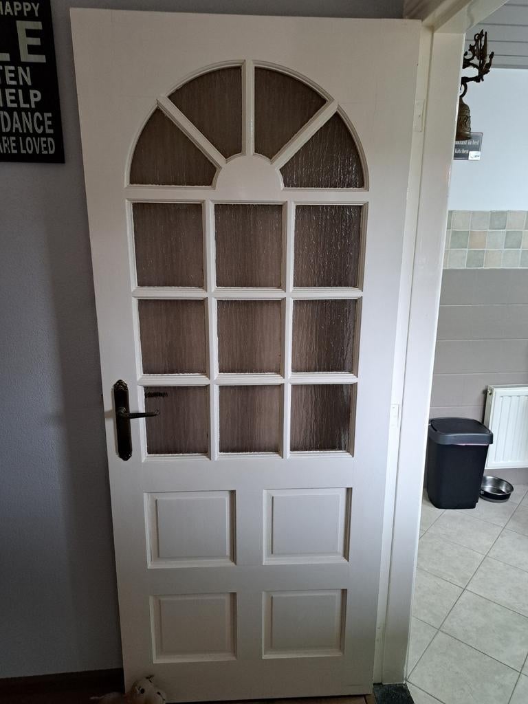 Twee binnendeuren met glas in goede staat, Ophalen, Gebruikt, 80 tot 100 cm, Binnendeur