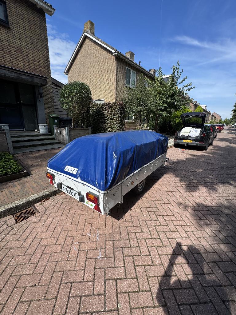 Jamet Dakota 2009 - Lattenbodem met boxspring matrassen!, Caravans en Kamperen, Vouwwagens, Ophalen, Blauw, Aanwezig, Jamet