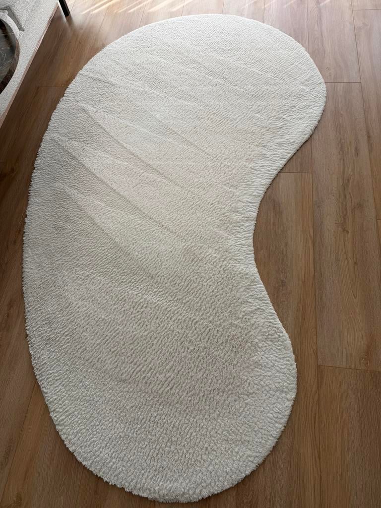 Hoogpolig vloerkleed, Ophalen, Gebruikt, 100 tot 150 cm, Wit
