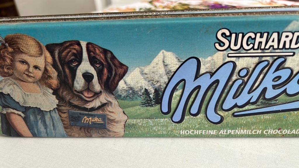 Voor de verzamelaar oud reclame blik van Suchard Milka, Ophalen of Verzenden, Gebruikt, Overige, Overige merken