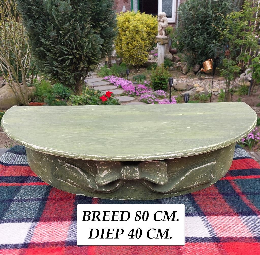 CONSOLE HALFROND, WANDPLANK, BROCANTE LOOK, GROOT MODEL, Ophalen, Gebruikt