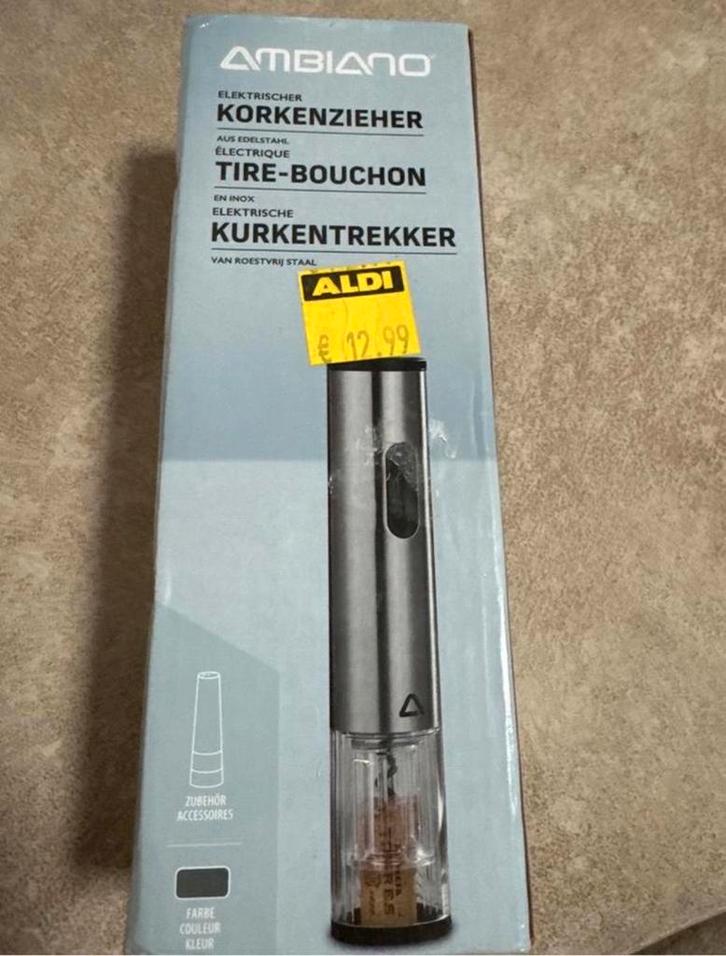 Ambiano Elektrische Kurkentrekker - Roestvrij Staal, Huis en Inrichting, Keuken | Keukenbenodigdheden, Nieuw, Ophalen of Verzenden