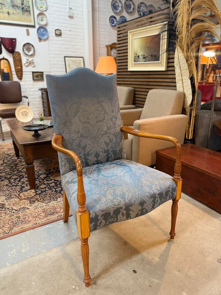 Martha Washington fauteuil (20e eeuw, klassieke stijl), Huis en Inrichting, Fauteuils, Ophalen, Gebruikt, 75 tot 100 cm, Stof